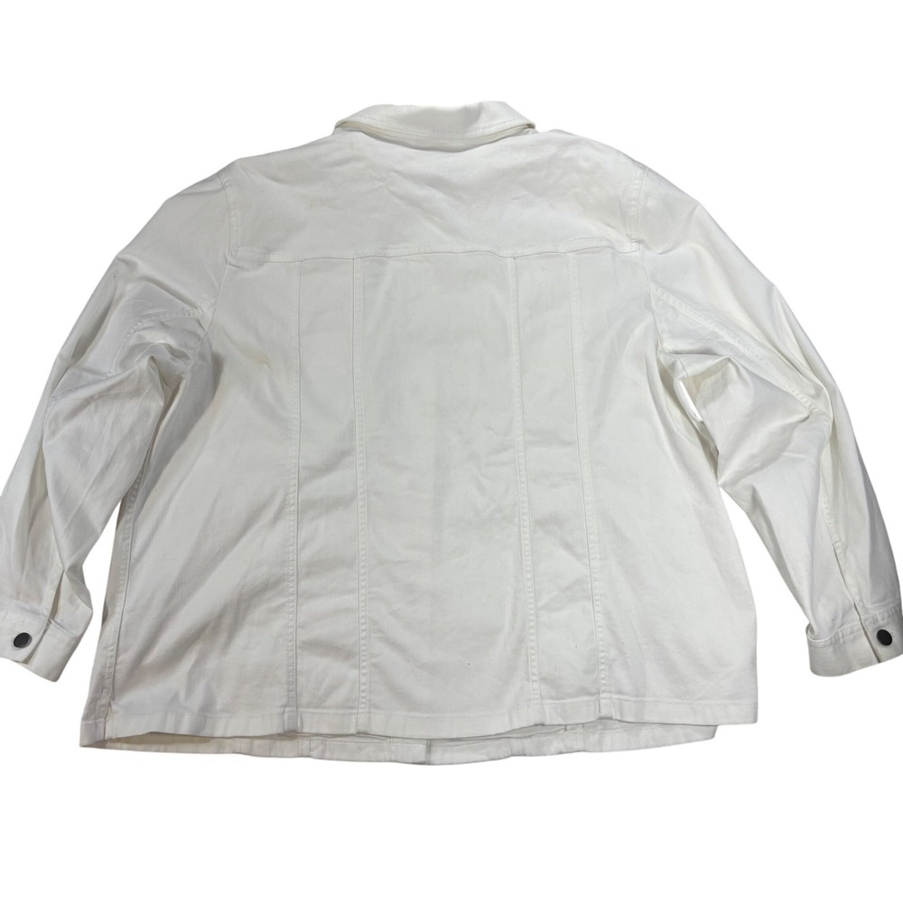 J. Jill Plus 3X  White Denim Jean Jacket Women's White Front Long Sleeve Stretch - Picture 8 of 9
